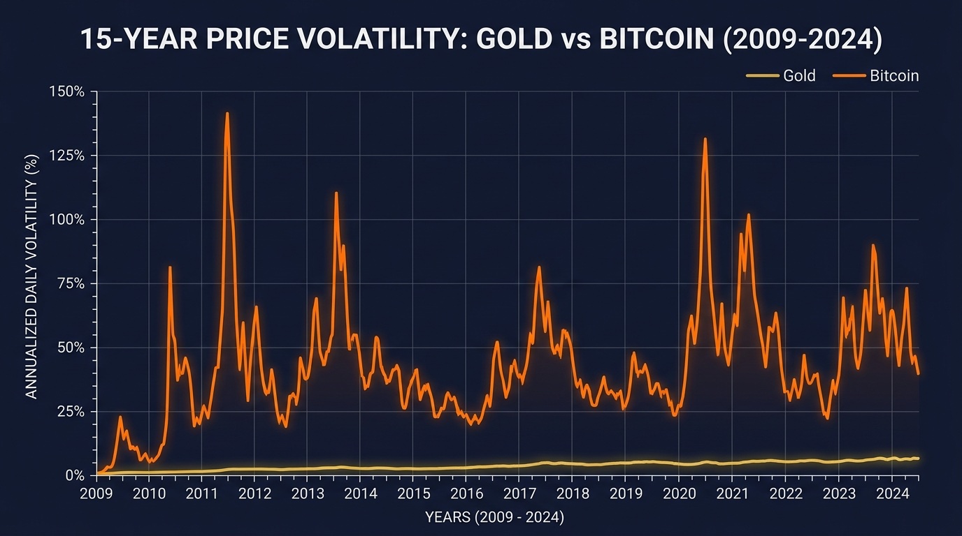 Gold vs Bitcoin volatility chart